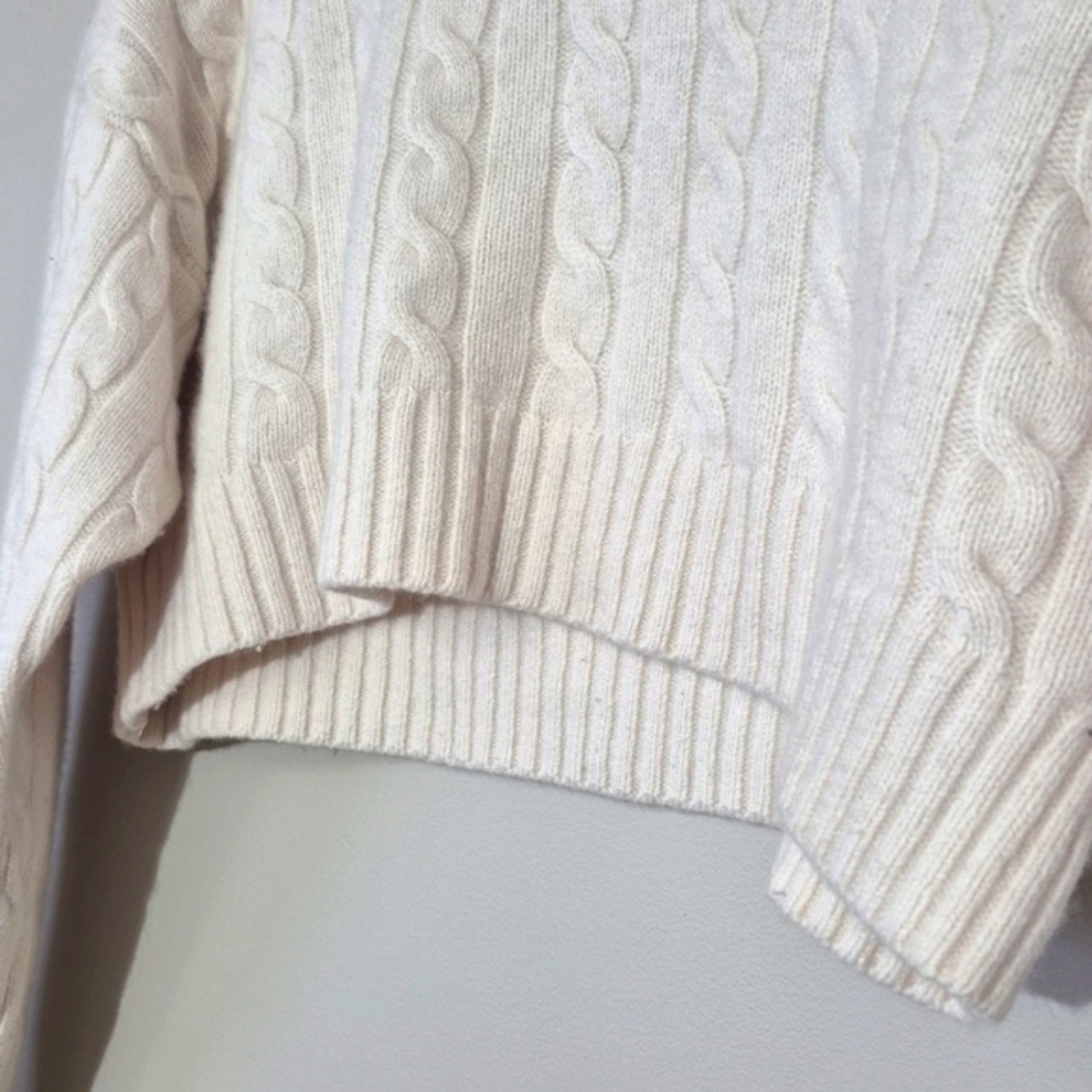 Aritzia Sunday Best Peggy Cropped Sweater, Wool Cotton, Cream, Oversized Size XS - Picture 6 of 12